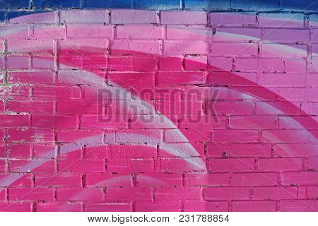 Colorful (pink, Blue, White) Painted Brick Wall As Background, Texture