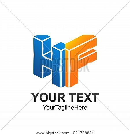 Initial Letter Hf Logo Template Colored Blue Orange 3d Design For Business And Company Identity