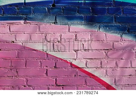 Colorful (pink, Blue, Violet And White) Painted Brick Wall As Background, Texture