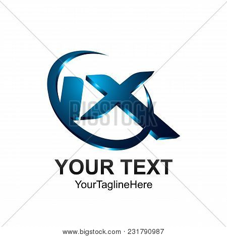 Initial Letter Ix Logo Template Colored Blue Circle Swoosh Design For Business And Company Identity