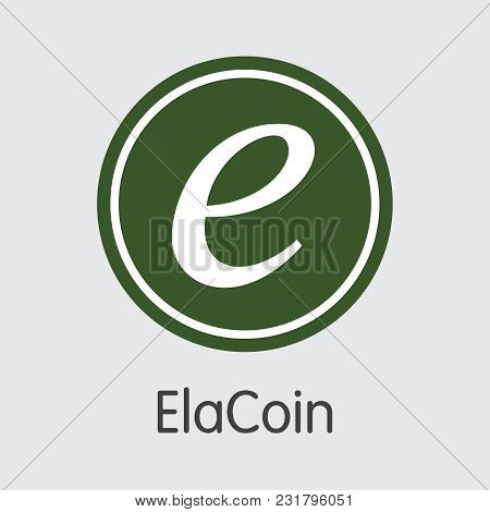 Elacoin Blockchain Based Secure Digital Currency. Isolated On Grey Elc Vector Colored Logo.
