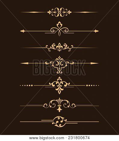 Vintage Set. Floral Elements For Design Monograms, Invitations, Frames, Menus And Labels. Graphic De