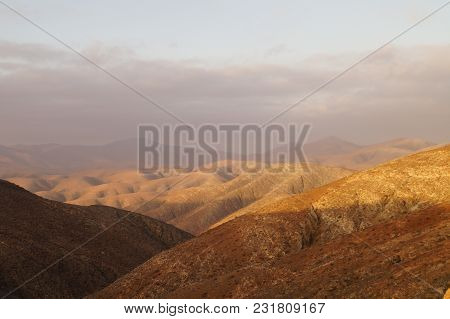 Viewpoint Montana Cardon - Colourful Landscape On The Canary Island Fuerteventura In Spain