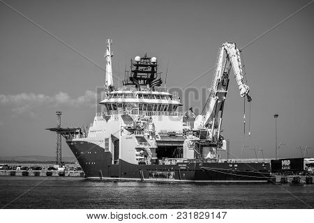 Burgas, Bulgaria - August 20, 2017: An Inspection, Maintenance And Repair (imr) Vessel Havila Subsea