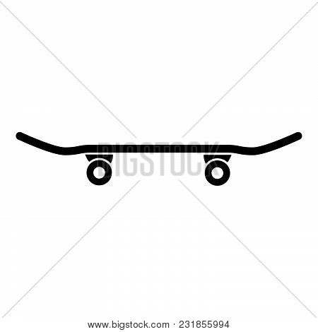 Skateboard Icon Black Color Vector Illustration Flat Style Simple Image