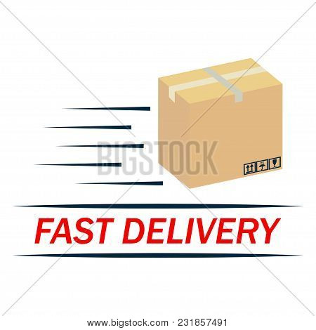 Fast Delivery Icon. Brown Box Packaging - Vector