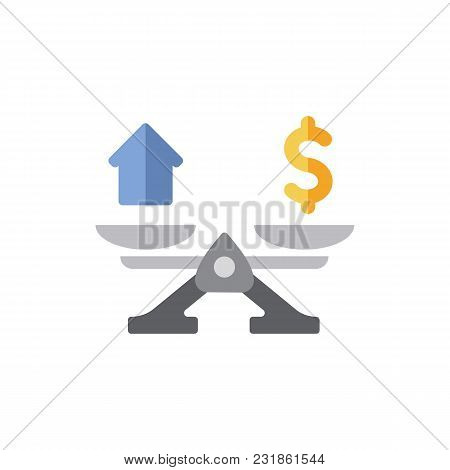 Property Valuation Icon Flat Symbol. Isolated Vector Illustration Of  Icon Sign Concept For Your Web
