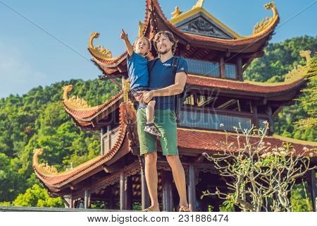 Beautiful Buddhist Temple On The Hillside, Phu Quoc, Vietnam.