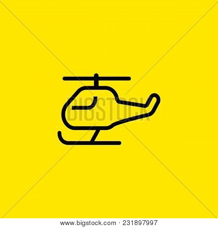 Line Icon Of Helicopter. Aircraft, Military, Fire-fighting. Transport Concept. Can Be Used For Topic