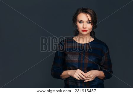 Portrait Confident Business Woman . Confident Young Stylish Woman In Business Clothes Looking At Cam