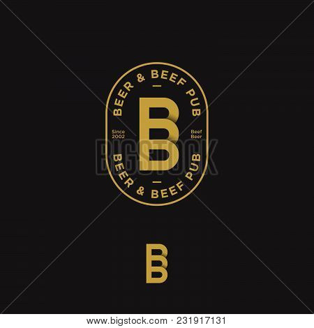 Beer Pub Logo, Beer And Beef Emblem
Double B Letters In A Round Badge.