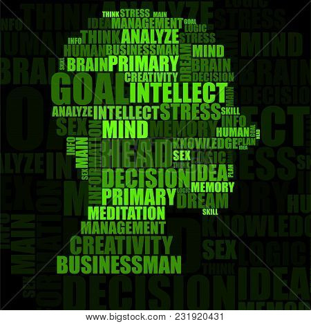 Abstract Colorful Silhouette Human Head Of Words. Vector Illustration. Eps 10