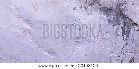 Old Cracked Rought Gray And White Plaster Wall Texture Banner Background.