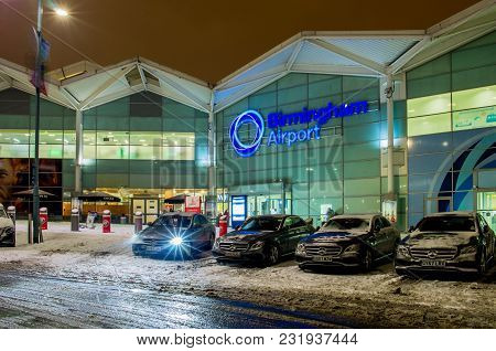 Birmingham, United Kingdom - March 02 2018 : Flights Delayed Due To Heavy Snowfall In Birmingham, Un