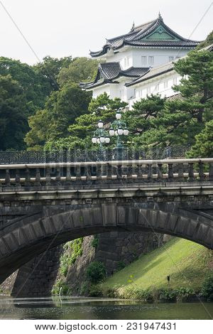 Imperial Palace With Nijubashi Bridge In Tokyo, Japan