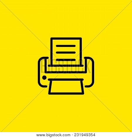 Icon Of Printer With Document. Paper, Print, Copy. Office Equipment Concept. Can Be Used For Topics 
