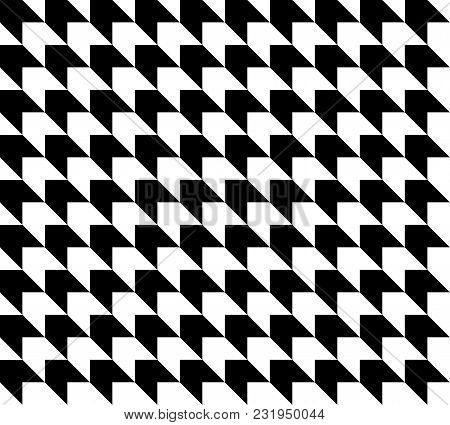Abstract Geometric Background. Black And White Houndstooth Pattern Vector. Classical Checkered Texti