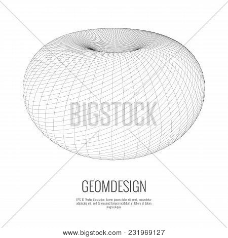 3d Vector Geometrical Wireframed Object. Wireframed Torus.