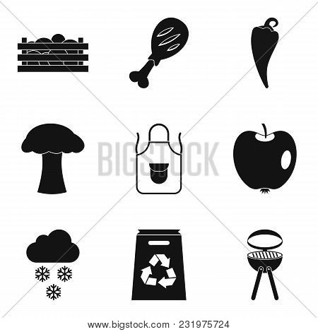 Produce Icons Set. Simple Set Of 9 Produce Vector Icons For Web Isolated On White Background