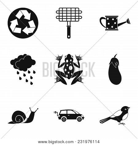 Green Territory Icons Set. Simple Set Of 9 Green Territory Vector Icons For Web Isolated On White Ba