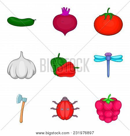 Plant Origin Icons Set. Cartoon Set Of 9 Plant Origin Vector Icons For Web Isolated On White Backgro