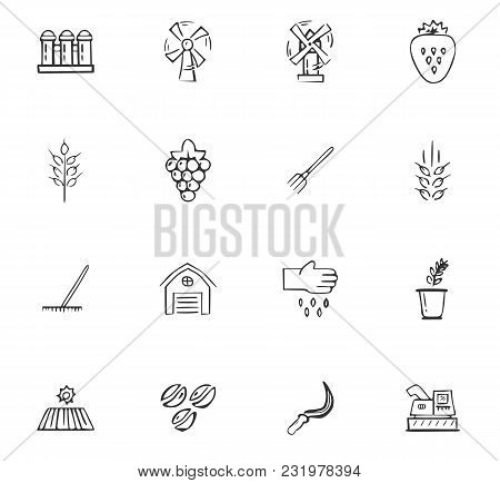 Doodle Farming Icons Set For Website Design