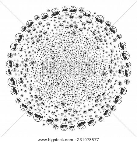 Prenatal Cycle Round Cluster. Object Twirl Created From Random Prenatal Items. Vector Illustration S