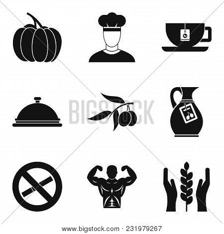Healthy Dessert Icons Set. Simple Set Of 9 Healthy Dessert Vector Icons For Web Isolated On White Ba