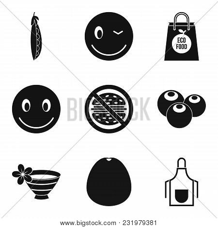 Vegetarian Business Icons Set. Simple Set Of 9 Vegetarian Business Vector Icons For Web Isolated On 