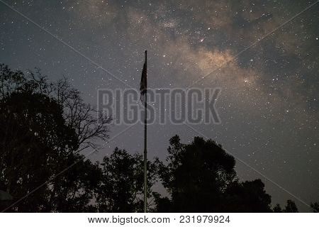 Night Landscape With Colorful Milky Way, Beautiful Universe, Space Background