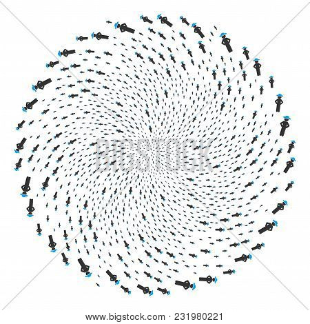 Gentleman Akimbo Curl Bang. Element Cluster Organized From Randomized Gentleman Akimbo Symbols. Vect