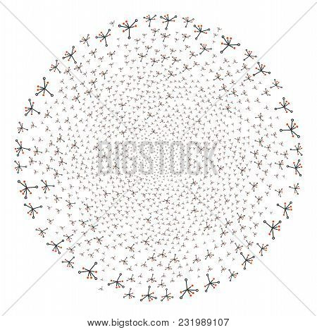 Big Bang Curl Motion. Object Twist Done From Random Big Bang Symbols. Vector Illustration Style Is F