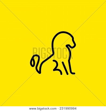Line Icon Of Sitting Line Outline. Zoo, Lion Cage Pointer, Safari. Animals Concept. Can Be Used For 