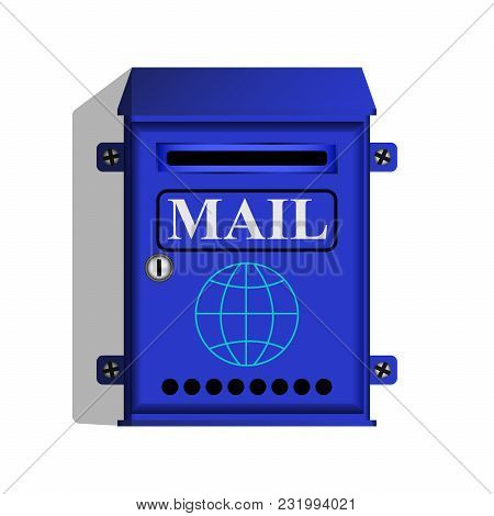 Blue Mail Box For Letters And Newspapers. Vector Illustration