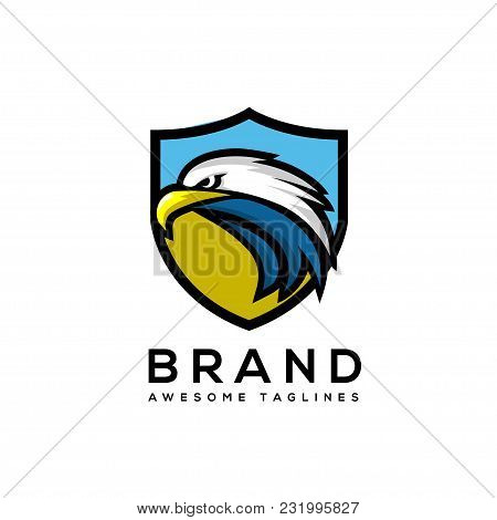 Eagle Head With Shield Logo Template, Hawk Mascot Graphic, Badge  Eagle Vector Logo, Eagle Technolog