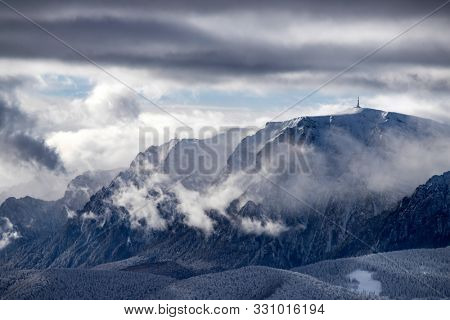 Bucegi mountains viewed from Postavarul peak, Brasov, Transylvania, Romania