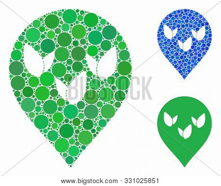 Flora Field Marker Composition Of Round Dots In Variable Sizes And Color Tones, Based On Flora Field
