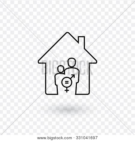 Silhouette Family Gender Safe At Home As Man And Woman. Gender Icon. Stock Vector Illustration Isola