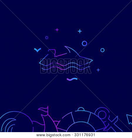 Water Bike, Jetski Vector Gradient Line Icon, Illustration, Symbol Or Pictogram, Sign. Dark Blue Bac