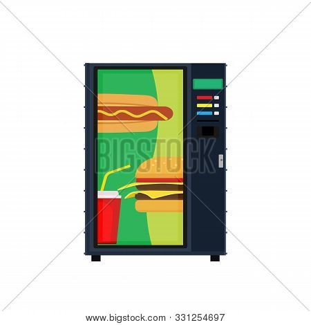 Sandwich Vending Machine Beverage Vector. Food Automatic Snack Bar Chip. Sale Fast Consumer Product 