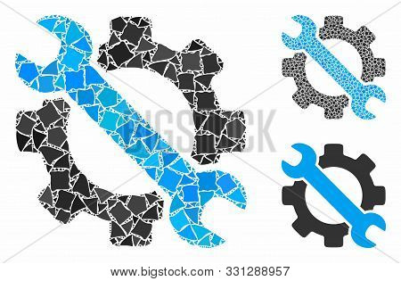 Service Tools Mosaic Of Humpy Pieces In Different Sizes And Color Tinges, Based On Service Tools Ico