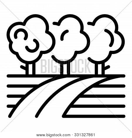 Field Apple Yard Icon. Outline Field Apple Yard Vector Icon For Web Design Isolated On White Backgro