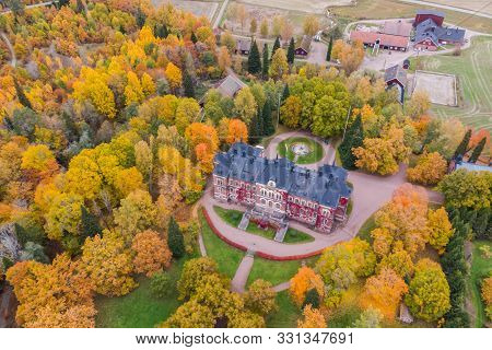 Loviisa, Finland - 7 October 2019: Aerial View Of Manor House Malmgard.