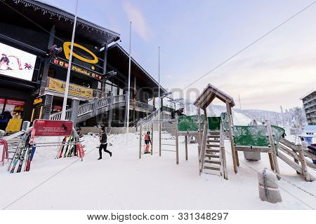 Editorial: Rukatunturi, Finland, 28th December 2018. Rukatunturi Ski Jumping Hill At Ruka Ski In Win