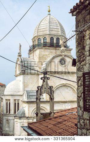 Cathedral Of St. James - Katedrala Sv. Jakova In Sibenik, Croatia. Travel Destination. Religious Arc