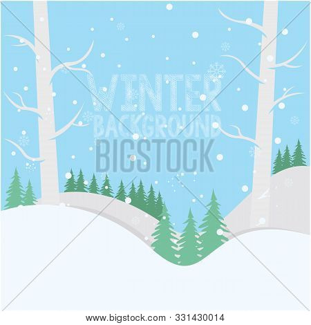 Winter Snowy Landscape Vector Design Illustration Background
