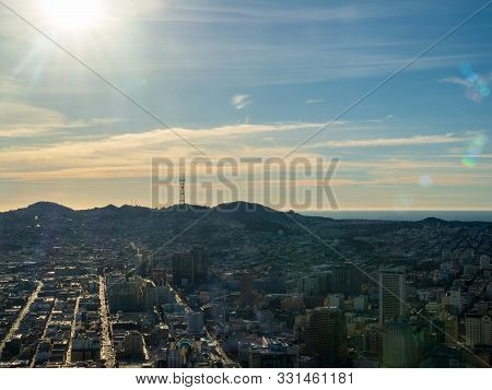View Of The San Francisco City And Sutro Tower, Twin Peaks And Sky Line