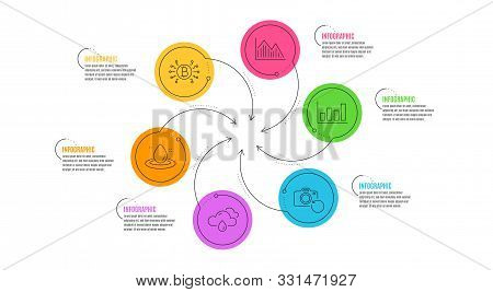 Bitcoin System, Recovery Photo And Fuel Energy Line Icons Set. Infographic Timeline. Report Diagram,