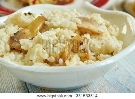 This Vegetarian Mushroom  Spinach Feta Risotto Close Up