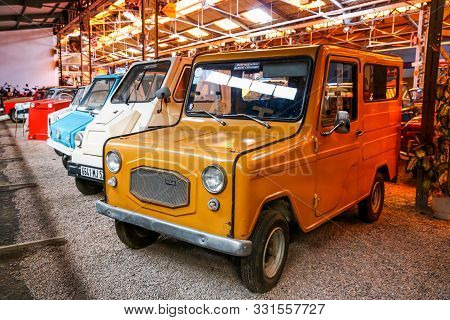 Reims, France - September 16, 2019: Tiny Retro Car Willam Fourgonnette In The Reims-champagne Automo